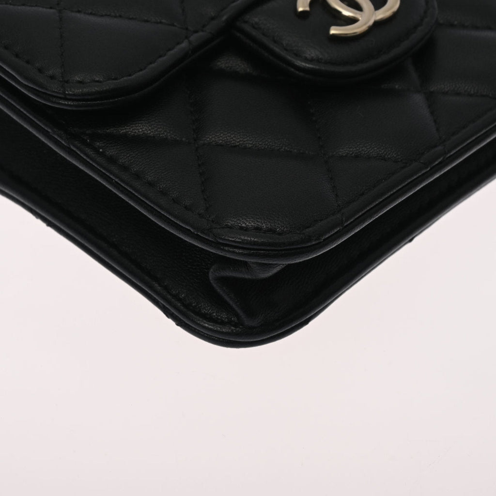 CHANEL matelasse chain shoulder black ladies lambskin bag