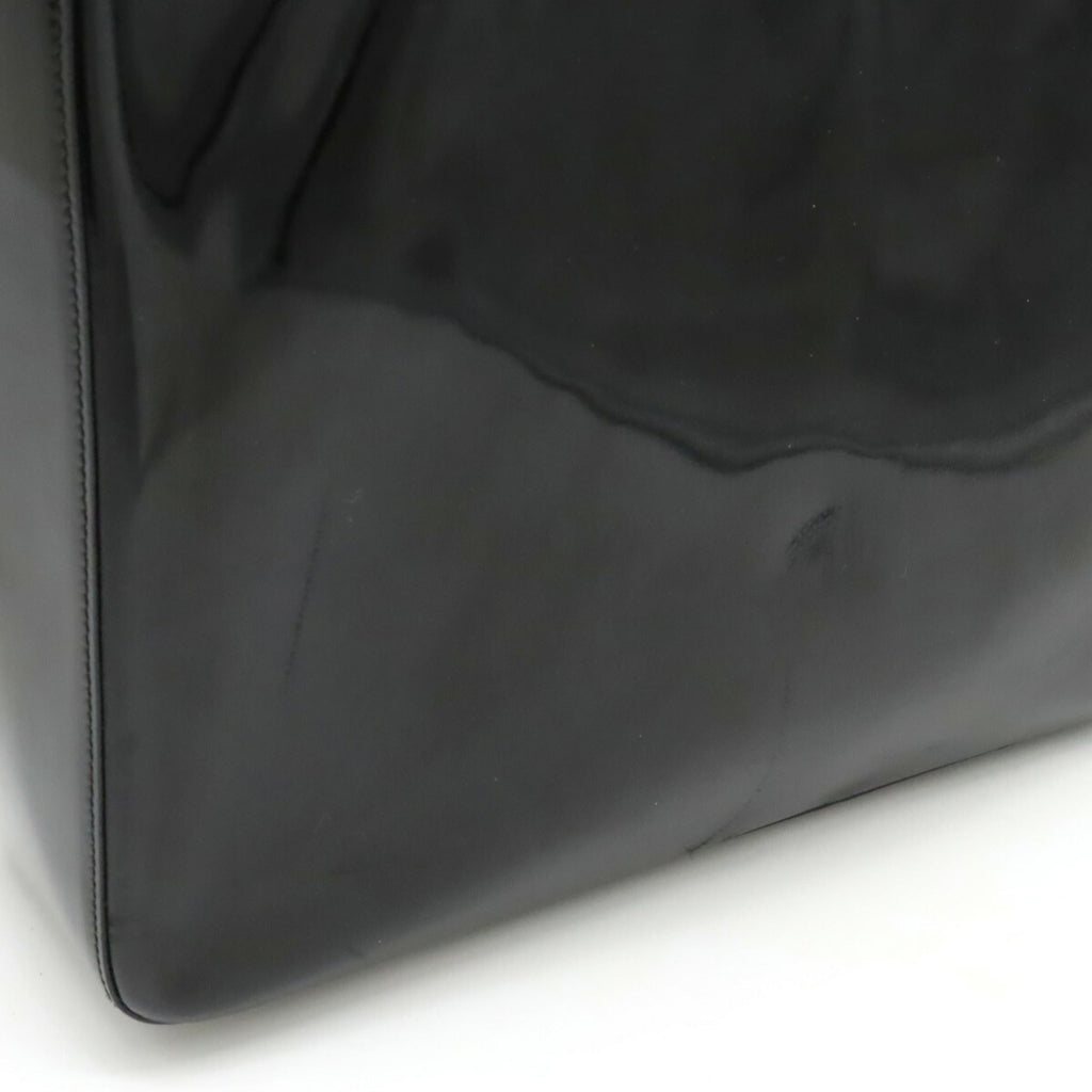 CHANEL tote bag shoulder enamel patent leather black
