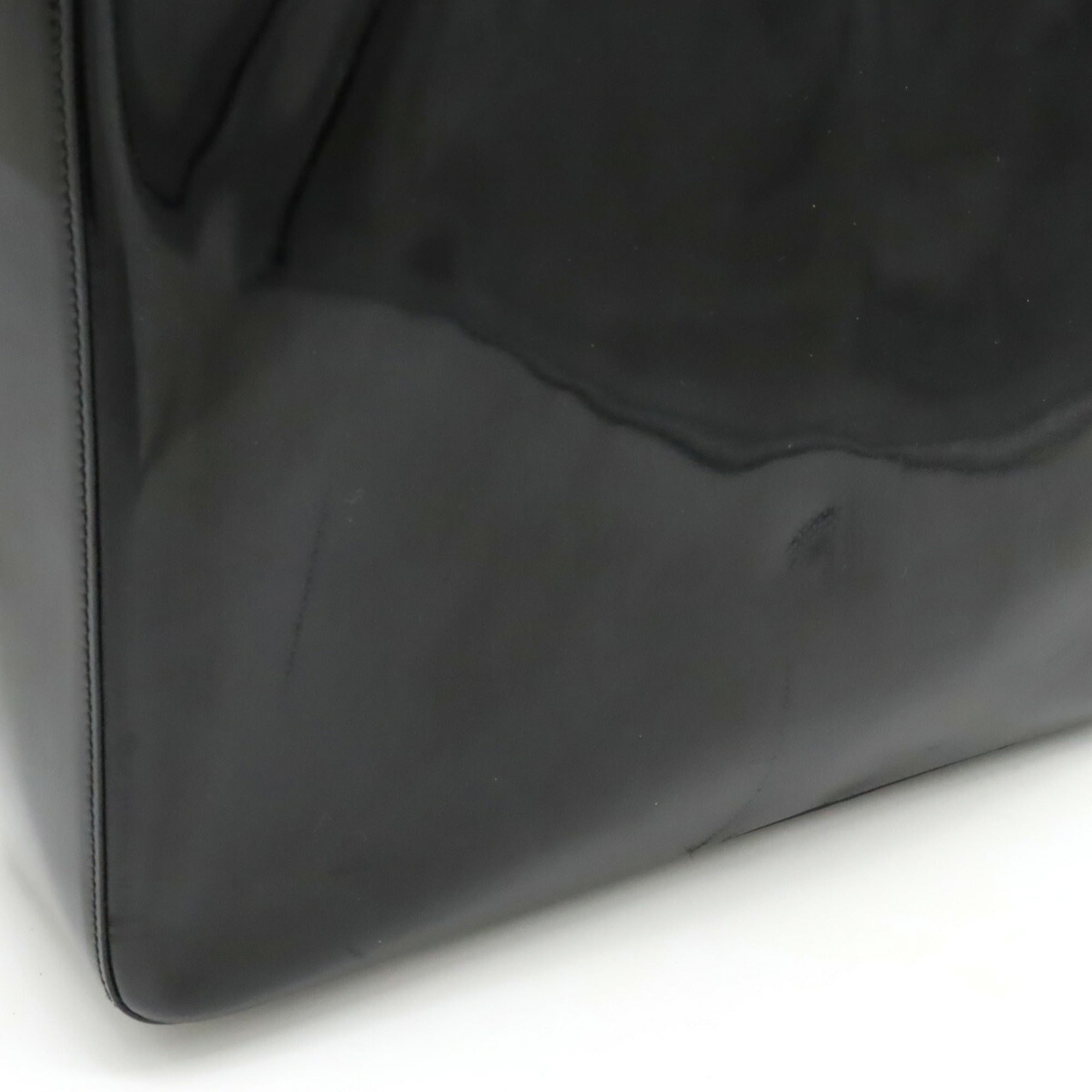 CHANEL tote bag shoulder enamel patent leather black