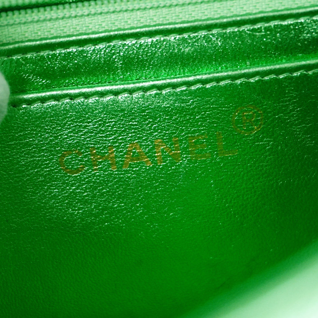 CHANEL[3ca0443]   handbag Matelasse parent-child bag lambskin metallic green gold metal
