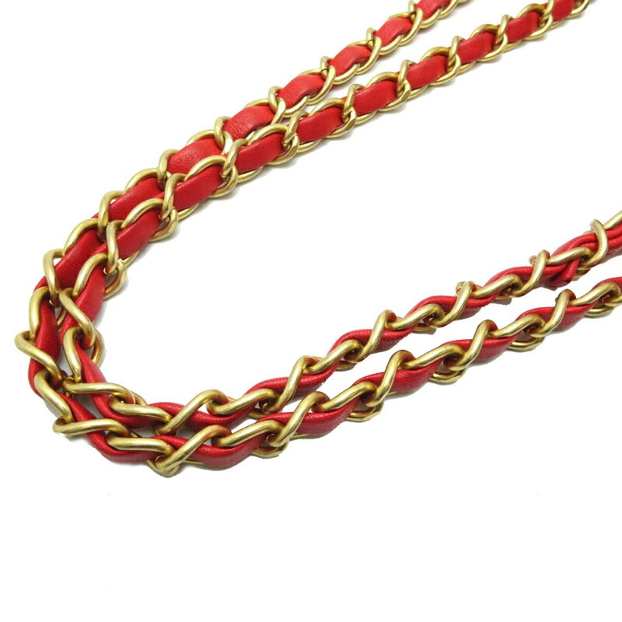 CHANEL Matelasse 23 Chain Shoulder Women's Bag Lambskin Red