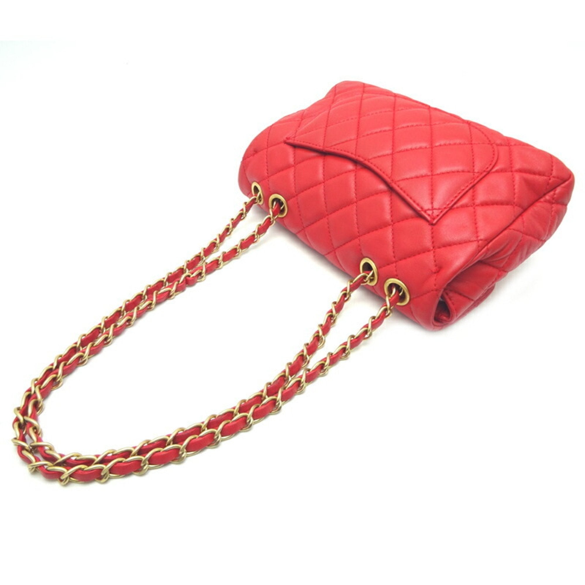 CHANEL Matelasse 23 Chain Shoulder Women's Bag Lambskin Red