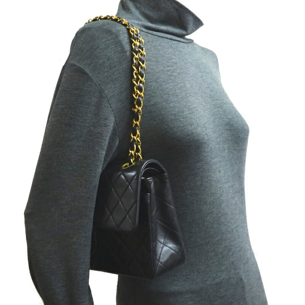 CHANEL Matelasse 23 Chain Shoulder Women's Bag Lambskin Black