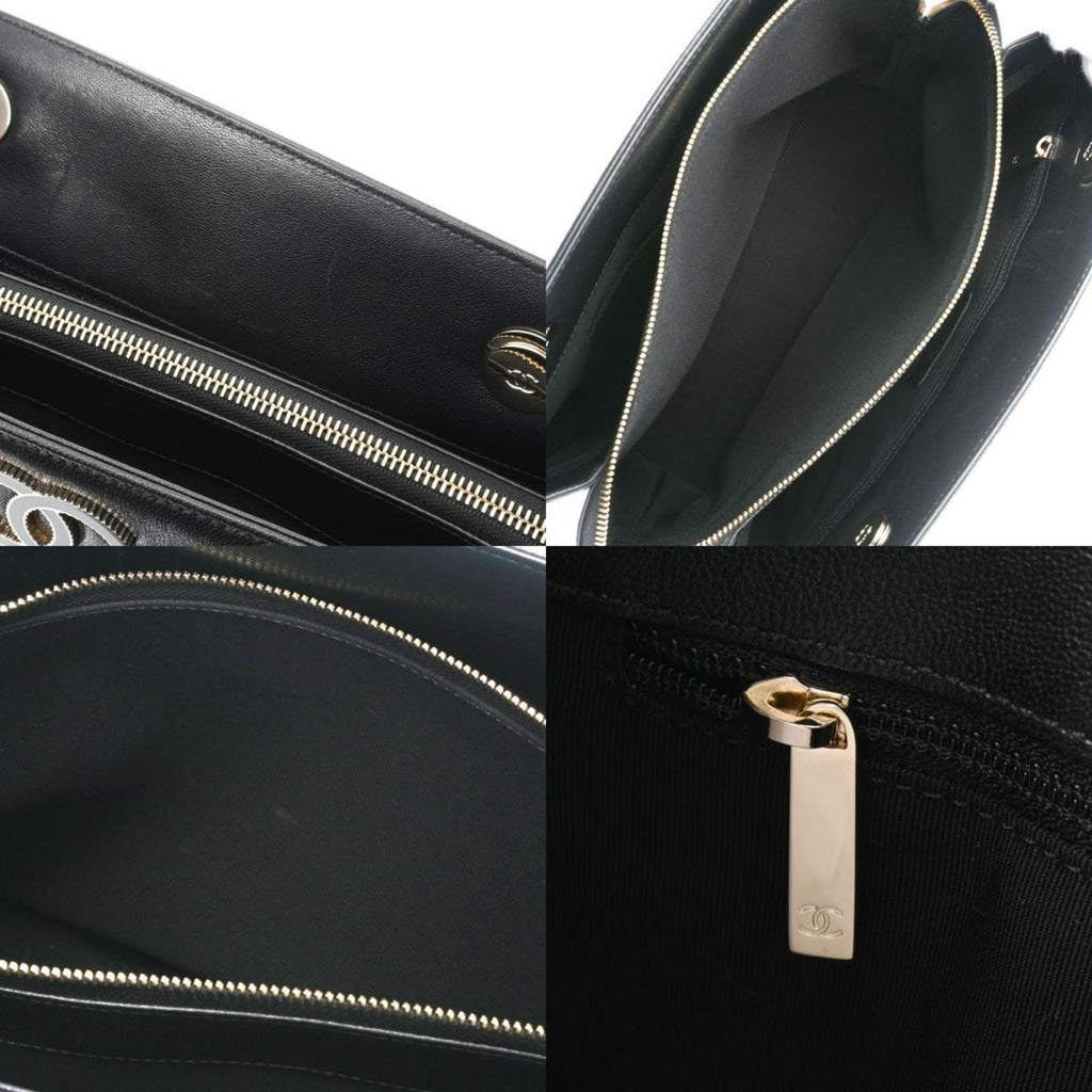CHANEL V Stitch Chain Tote Black Women's Leather Bag