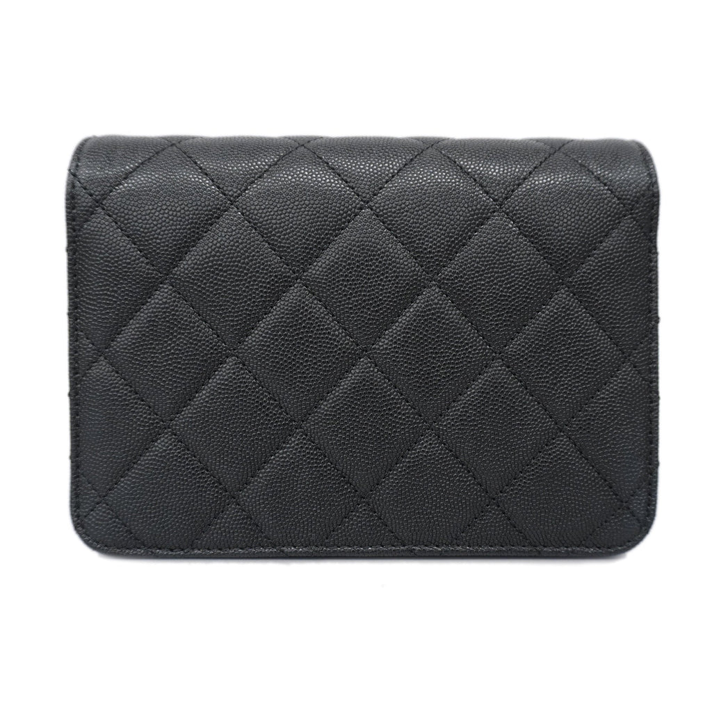 CHANEL  Matelasse Chain Shoulder Women's Caviar Leather Shoulder Bag Black