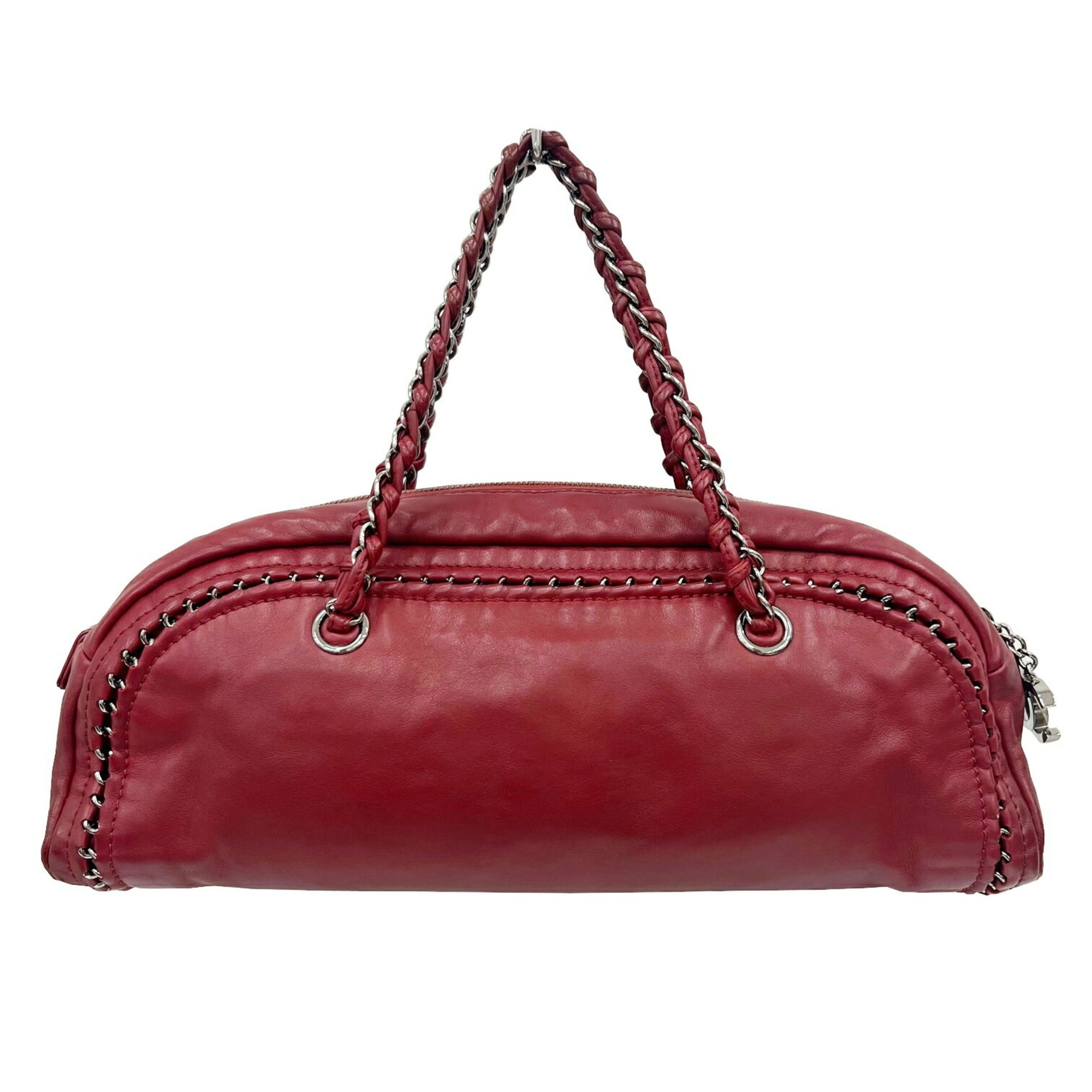 CHANEL Luxury Line Bowling Bag Chain Shoulder Coco Mark Handbag A31575 Ladies Bordeaux 10s