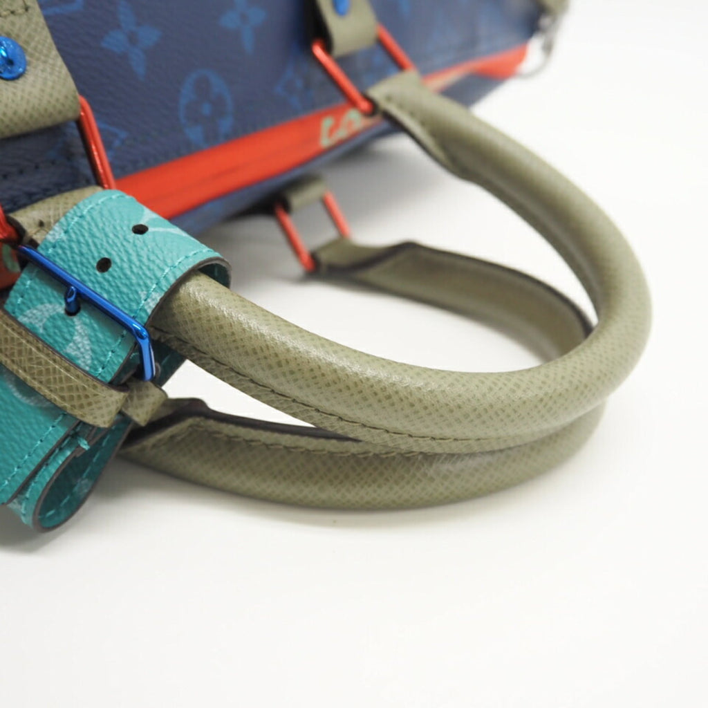 LOUIS VUITTON M43855 Keepall Bandouliere 45 Monogram Pacific Boston Bag Blue Unisex