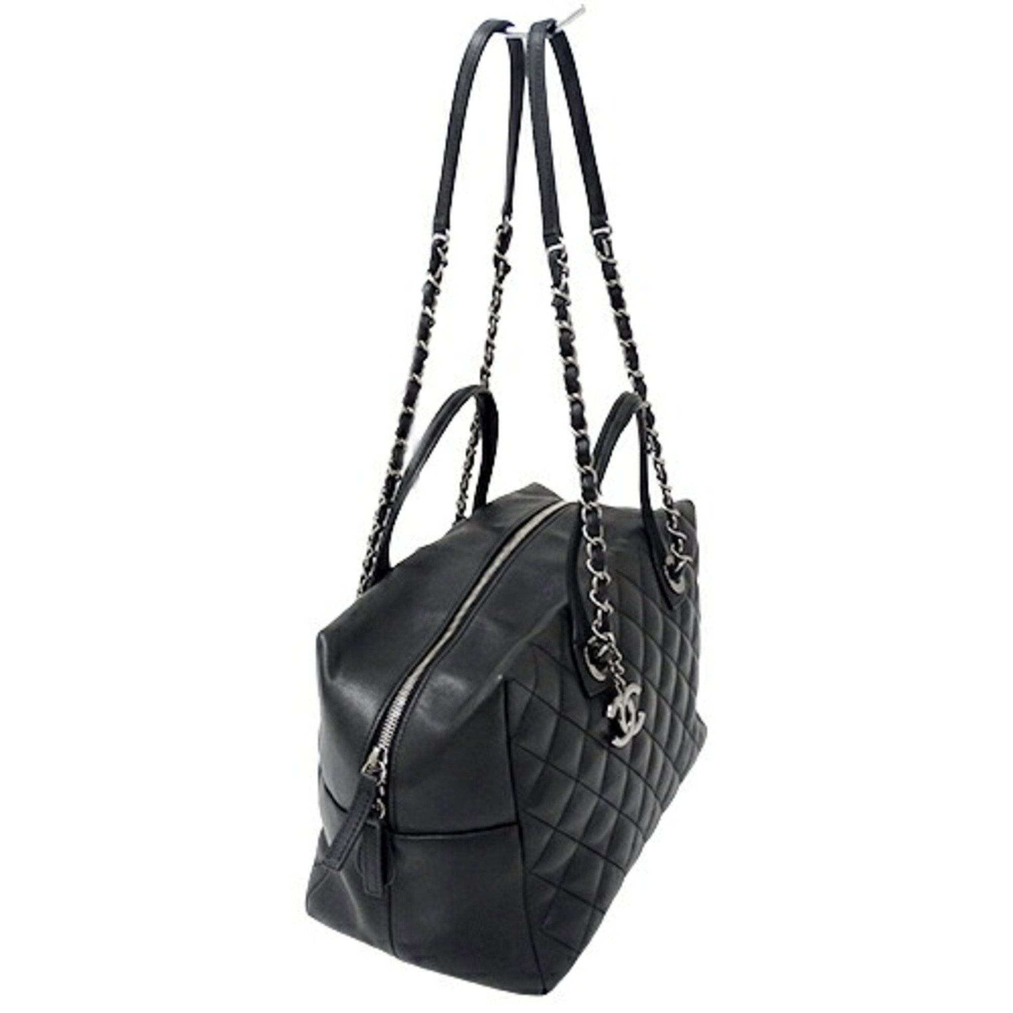 CHANEL bag matelasse lady's tote handbag 2way leather black