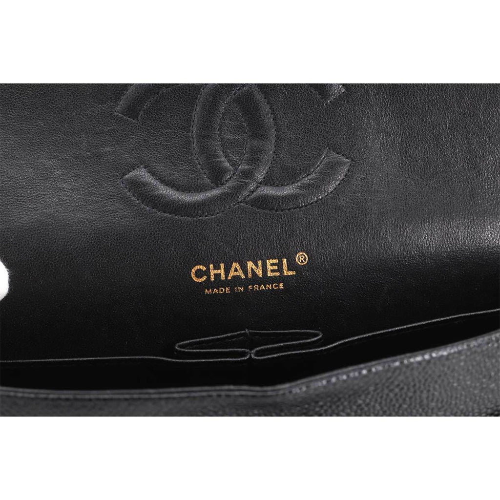 CHANEL Matelasse 25 Chain Shoulder Bag Caviar Skin Black A01112 Gold Hardware Coco Mark Vintage