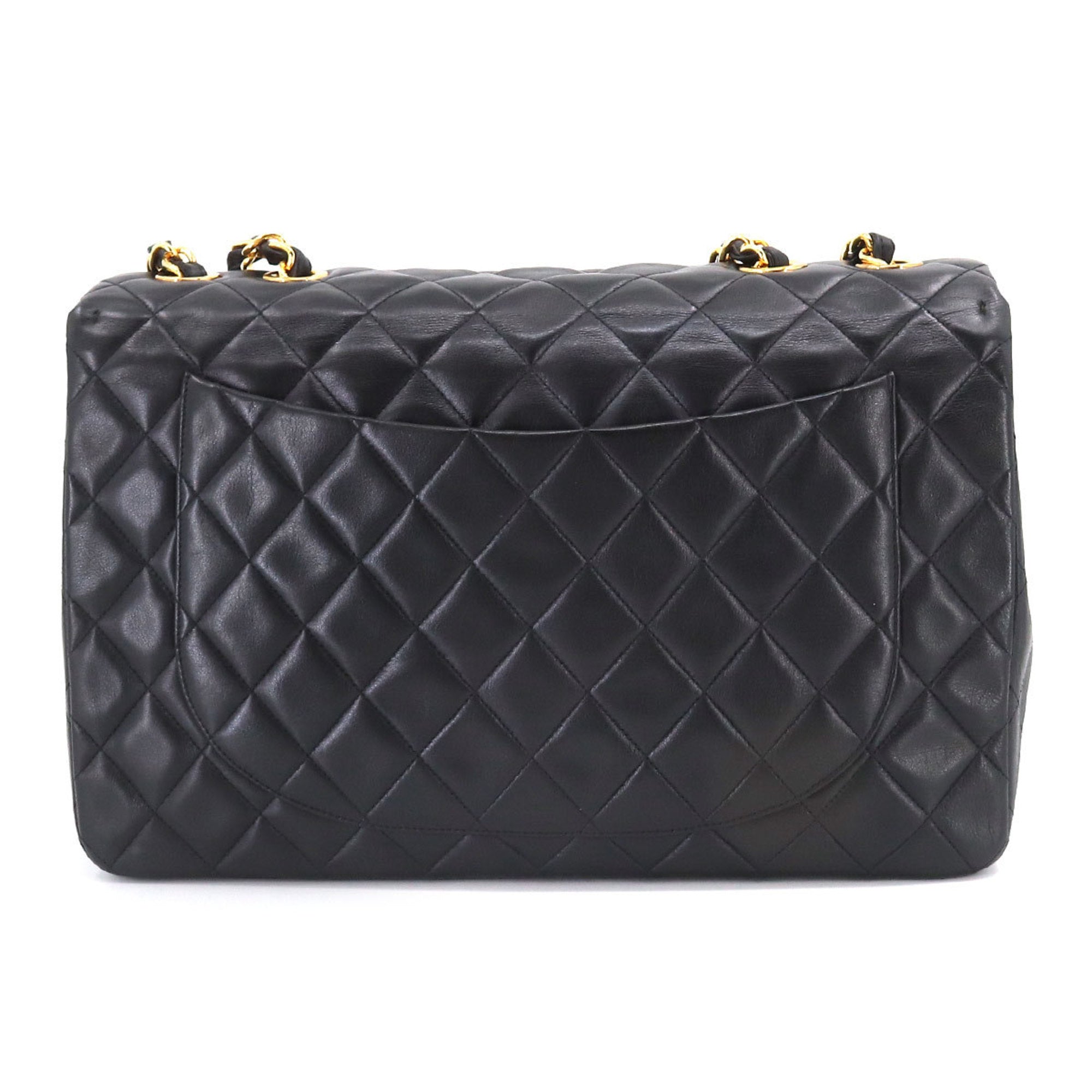CHANEL Decamato Matelasse 34 Chain Shoulder Bag Leather Black A01094 Vintage Gold Hardware
