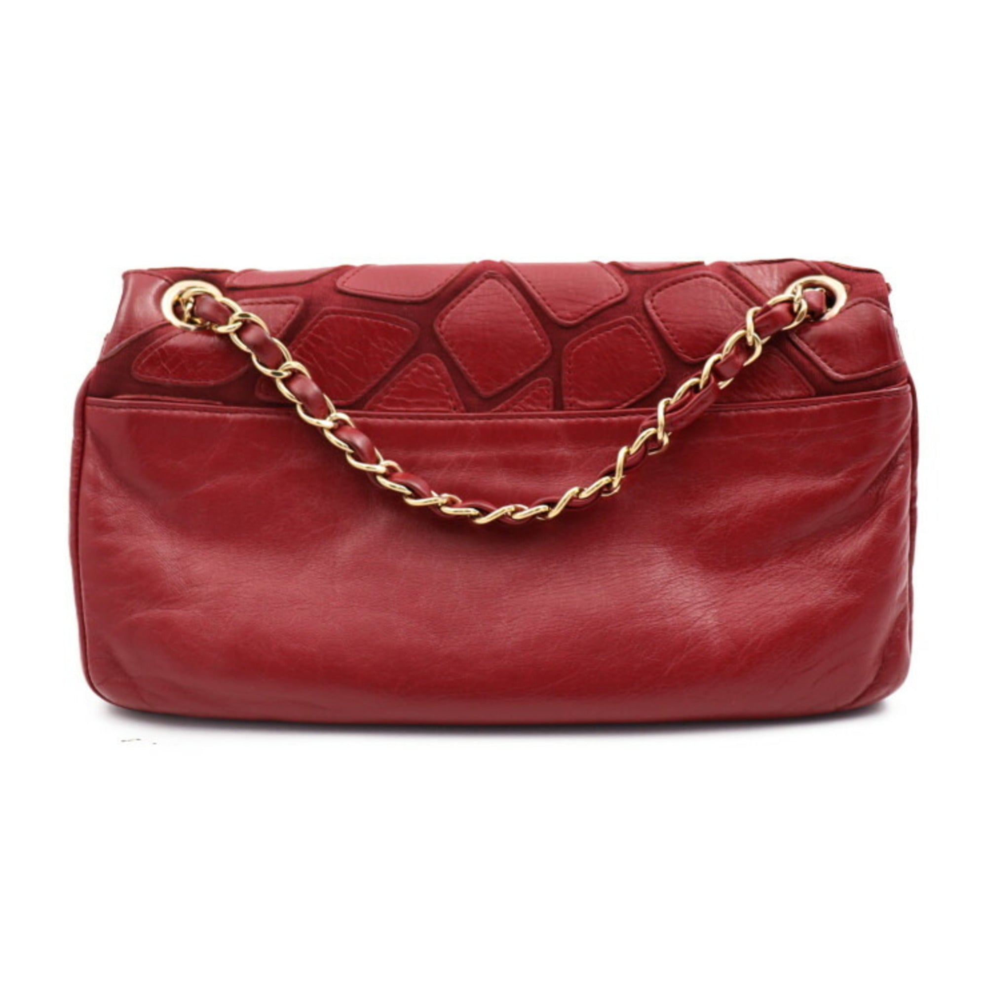 CHANEL shoulder bag leather canvas Bordeaux system here mark 2WAY handbag gold metal fittings chain 12 series