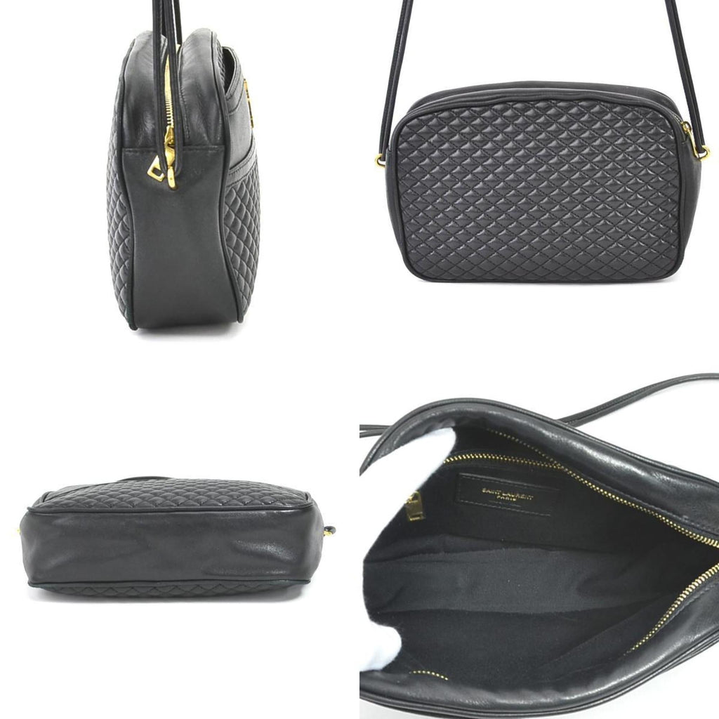 SAINT LAURENT shoulder bag leather black gold ladies 648990