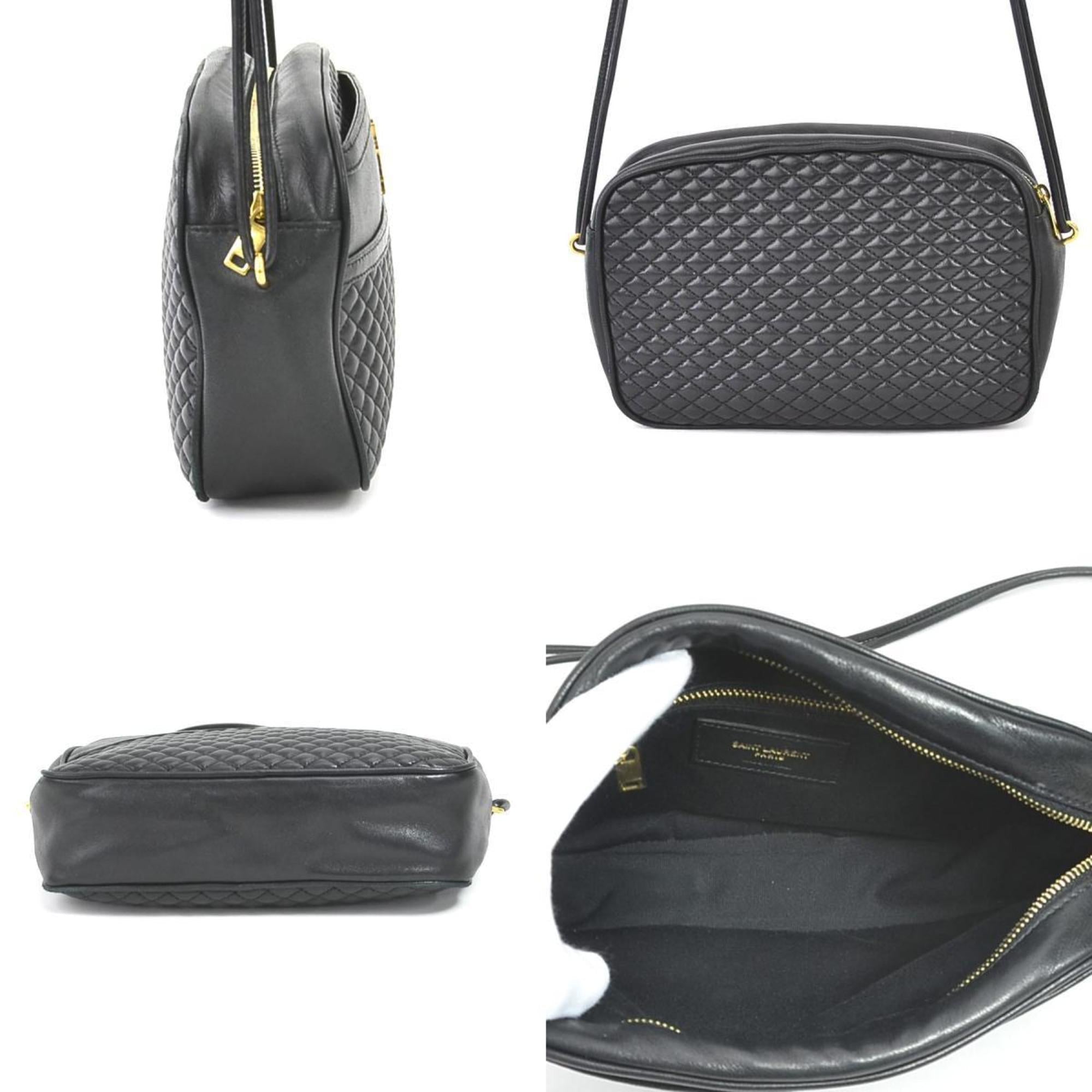SAINT LAURENT shoulder bag leather black gold ladies 648990