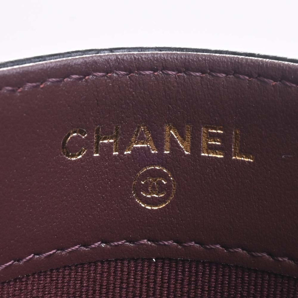 CHANEL Caviar Skin Matelasse Coco Mark Card Case Black Ladies