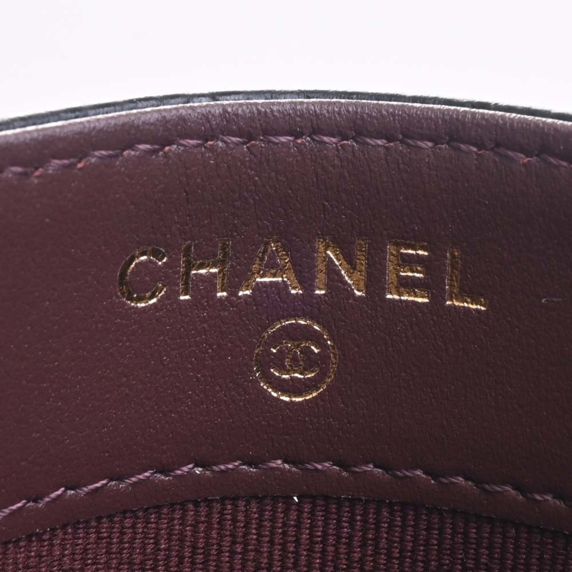 CHANEL Caviar Skin Matelasse Coco Mark Card Case Black Ladies