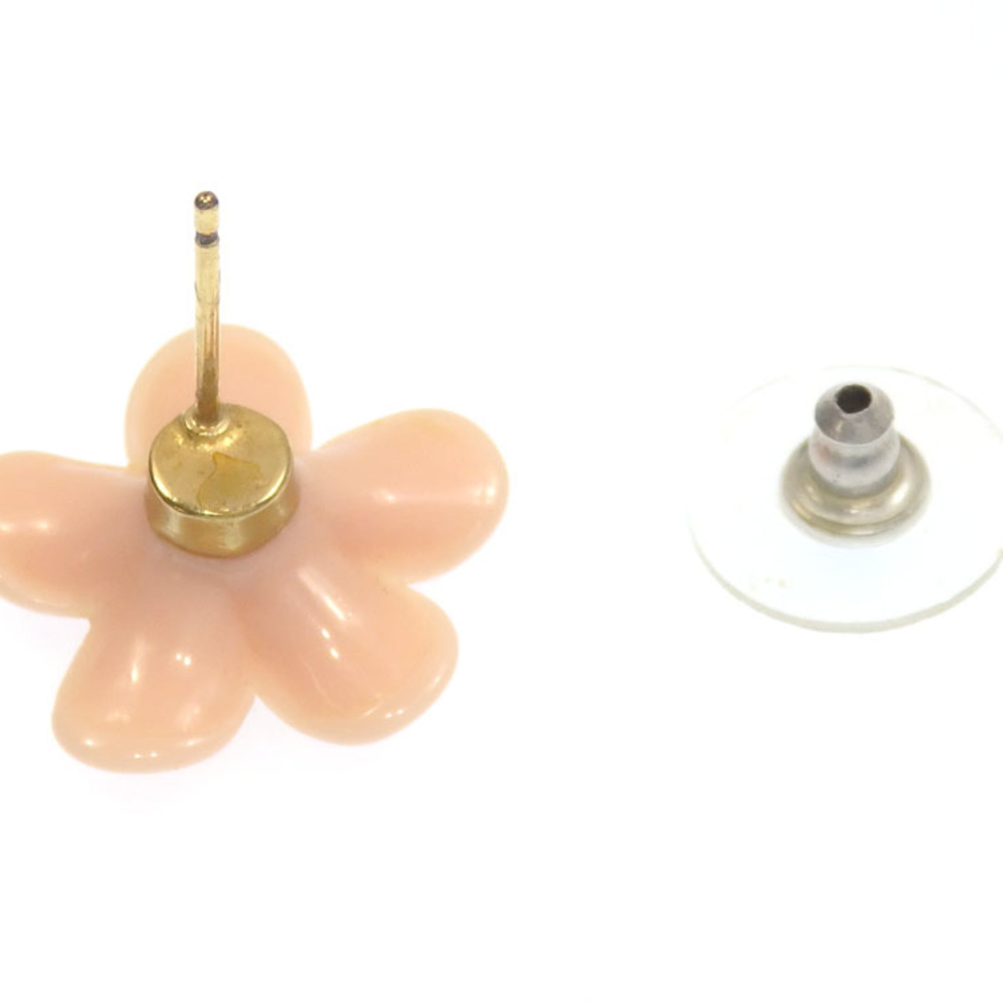 CHANEL Flower Motif Coco Mark Earrings Ladies GP Pink