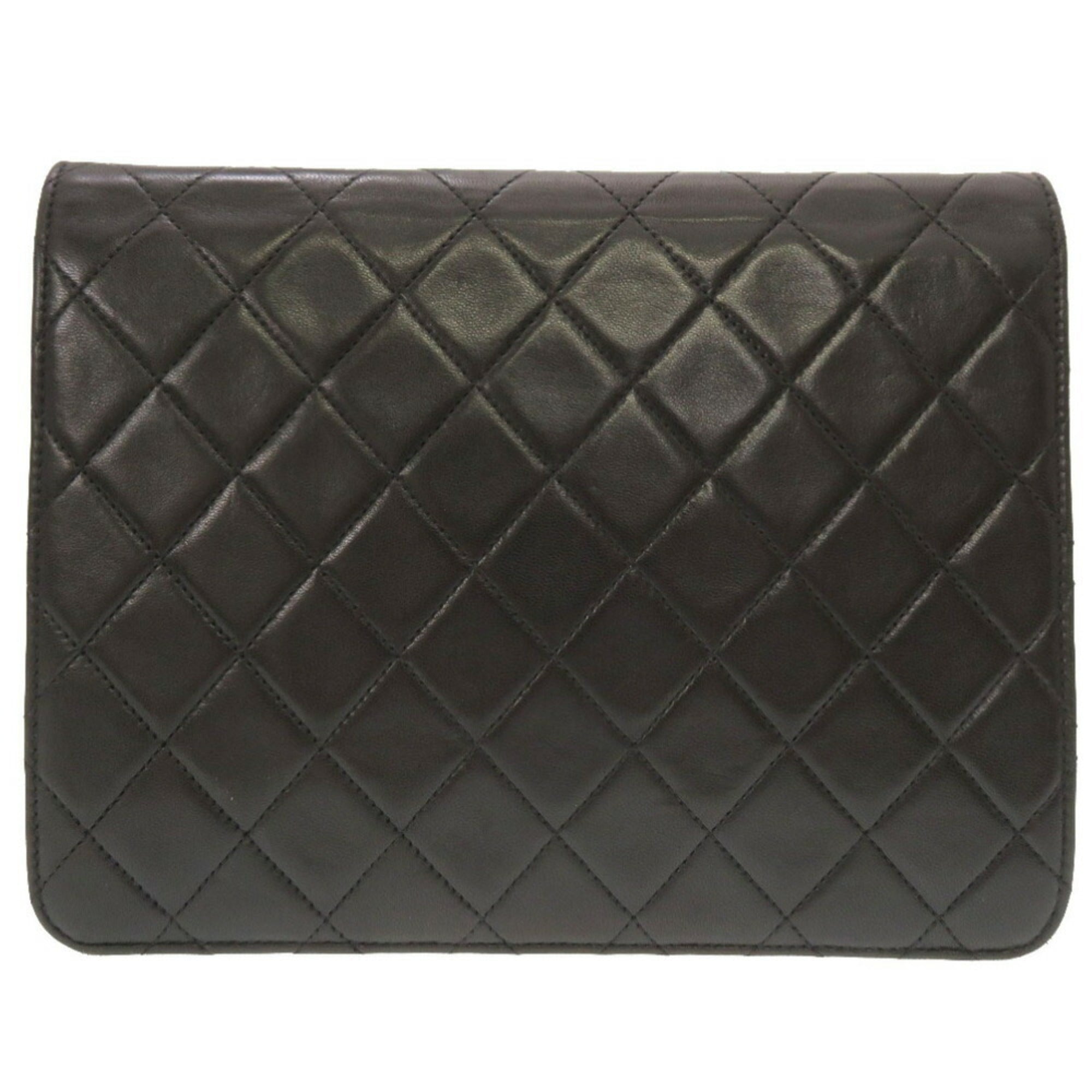 CHANEL Lambskin Black Matelasse No. 3 Gold Chain Shoulder Bag