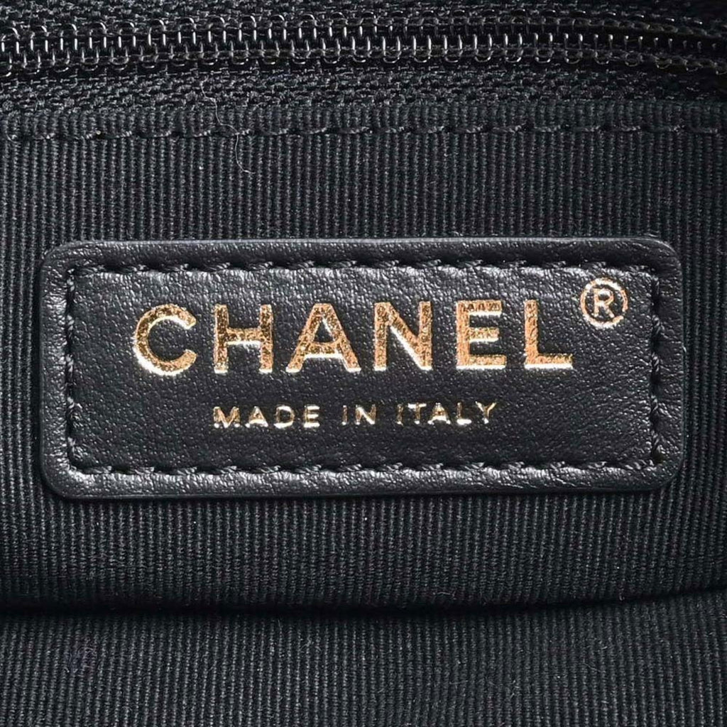 CHANEL Canvas Coco Mark Chain Handbag Black White Ladies
