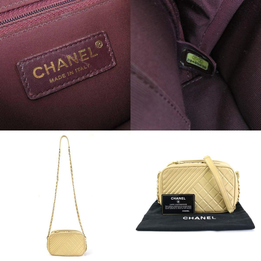 CHANEL Diagonal Shoulder Bag Matelasse Leather/Metal Gold Women's