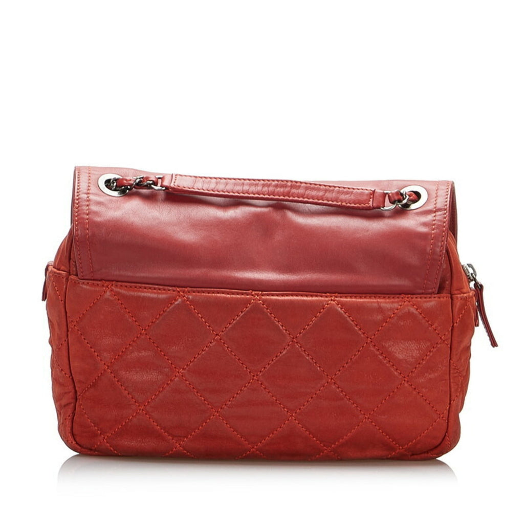 CHANEL coco mark chain shoulder bag red leather ladies
