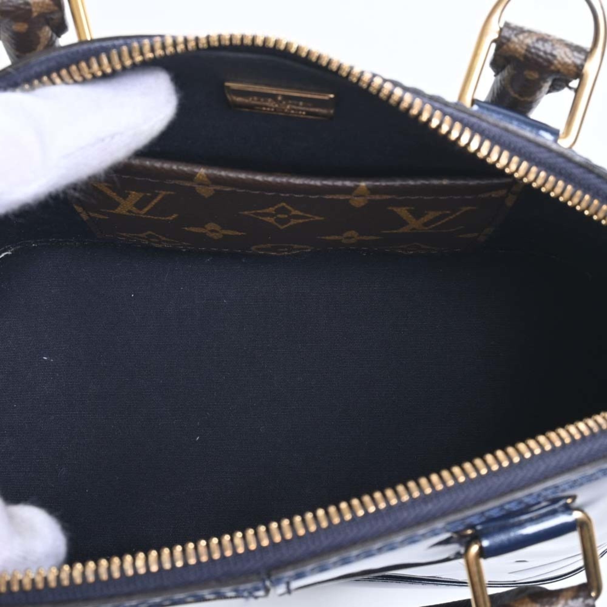 LOUIS VUITTON Vernis Miroir Alma BB 2WAY Handbag M54705 Navy/Brown Ladies