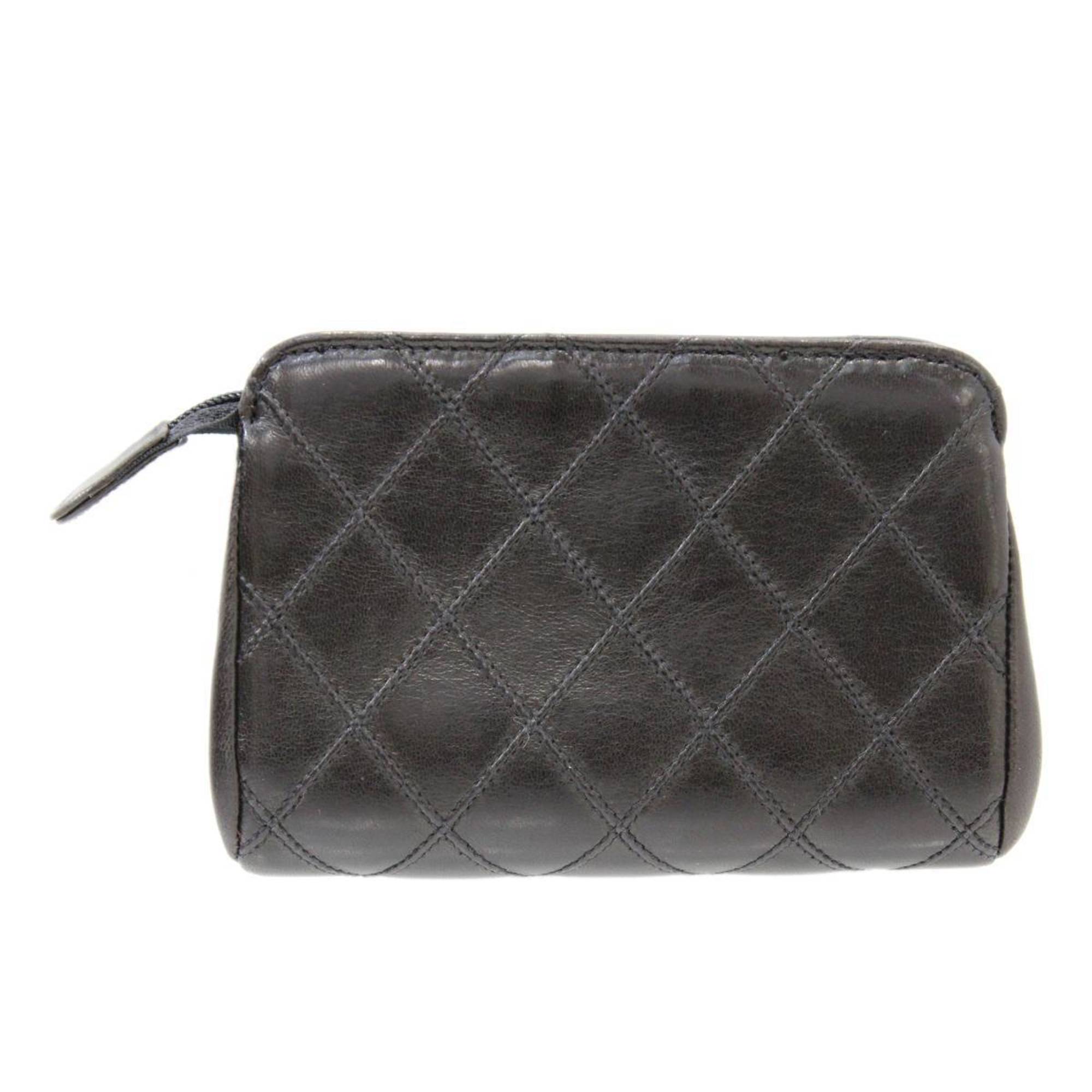 CHANEL pouch matelasse black GC card hologram