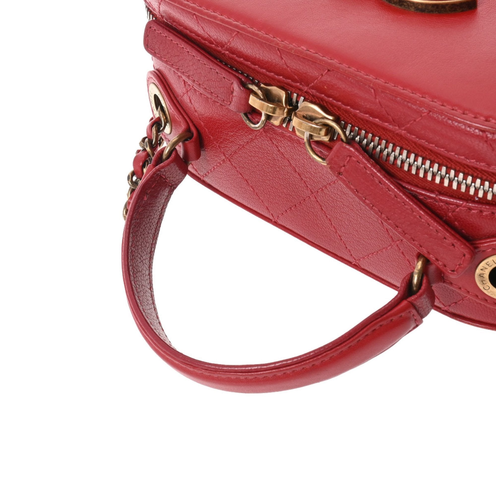 CHANEL handbag red A93463 ladies calf shoulder bag