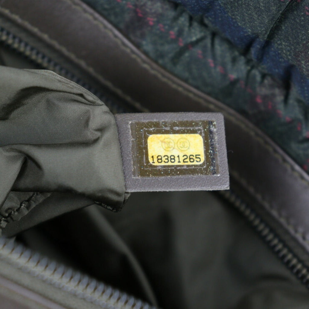 CHANEL Coco Coon Tote GM Bag A48611 Nylon Leather Olive Green Silver Hardware Handbag 18 Series