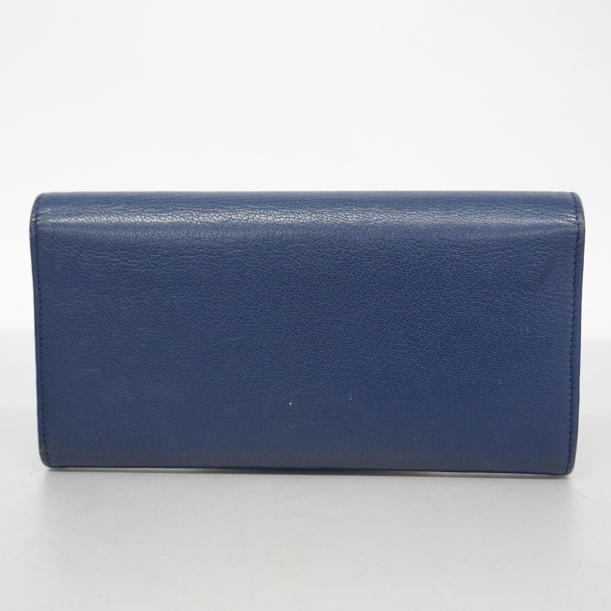 CHANEL  Bi-fold Long Wallet Gold Hardware Navy