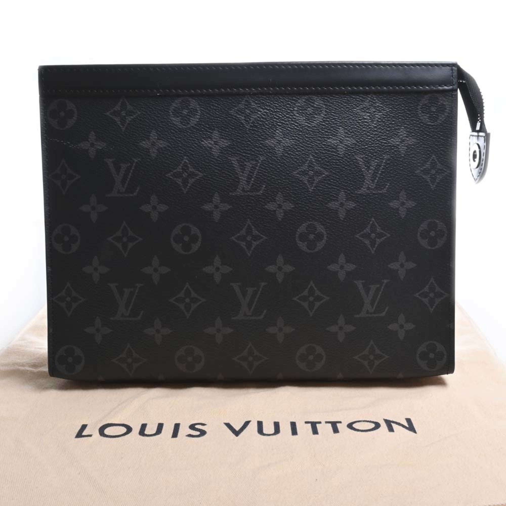 LOUIS VUITTON Eclipse Pochette Voyage MM Clutch Bag Pouch M61692 Black Men's
