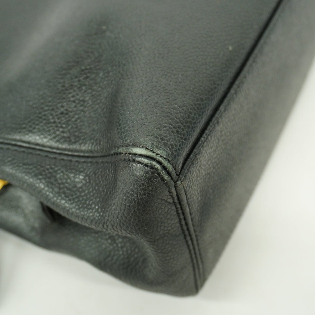 CHANELAuth  Reprint Tote Women's Caviar Leather Bag Black