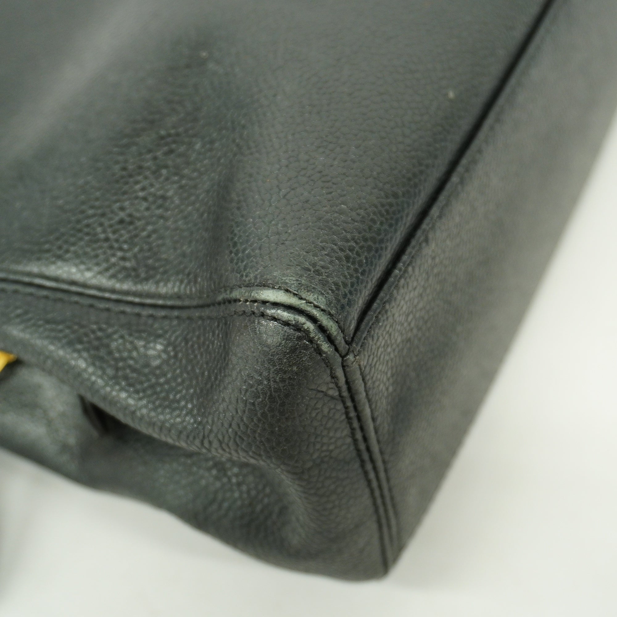 CHANELAuth  Reprint Tote Women's Caviar Leather Bag Black