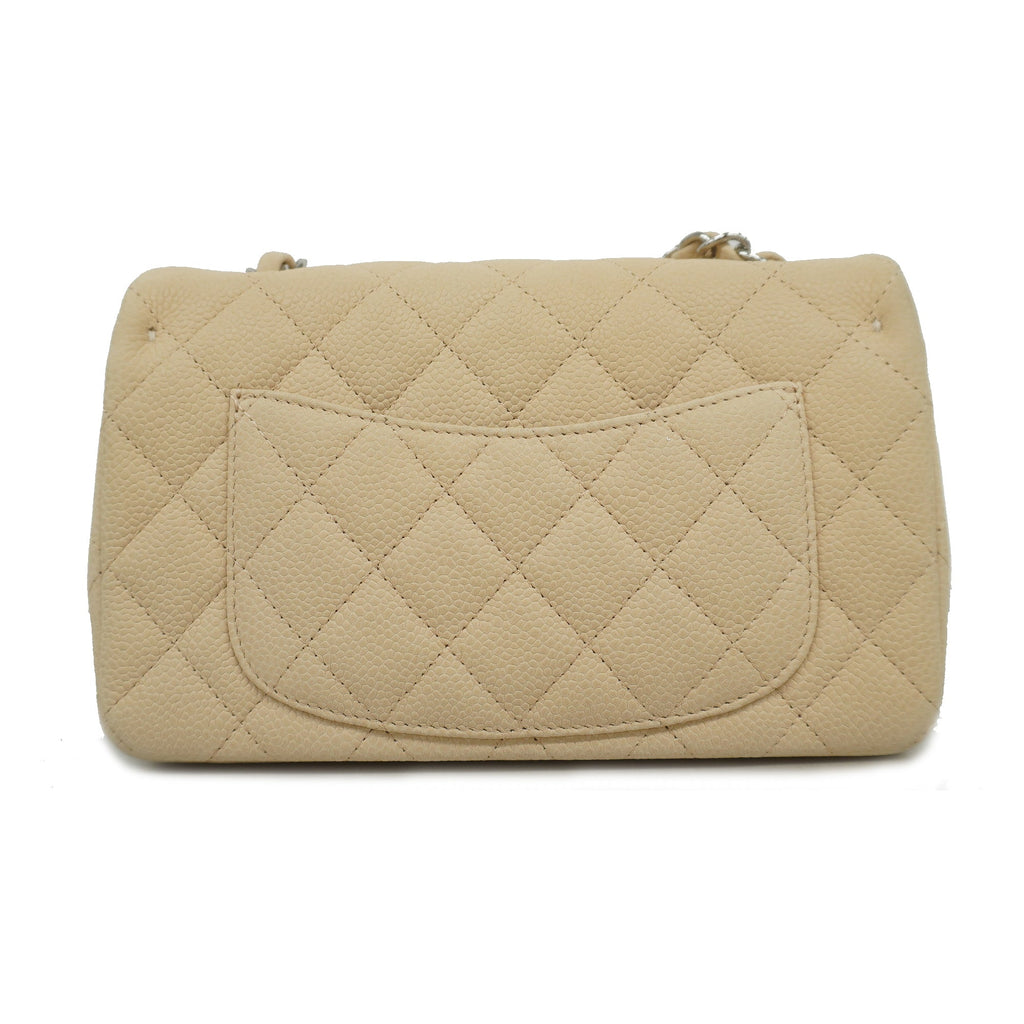 Chanel Matelasse Minimatrasse Single Chain Women's Caviar Leather Shoulder Bag Beige
