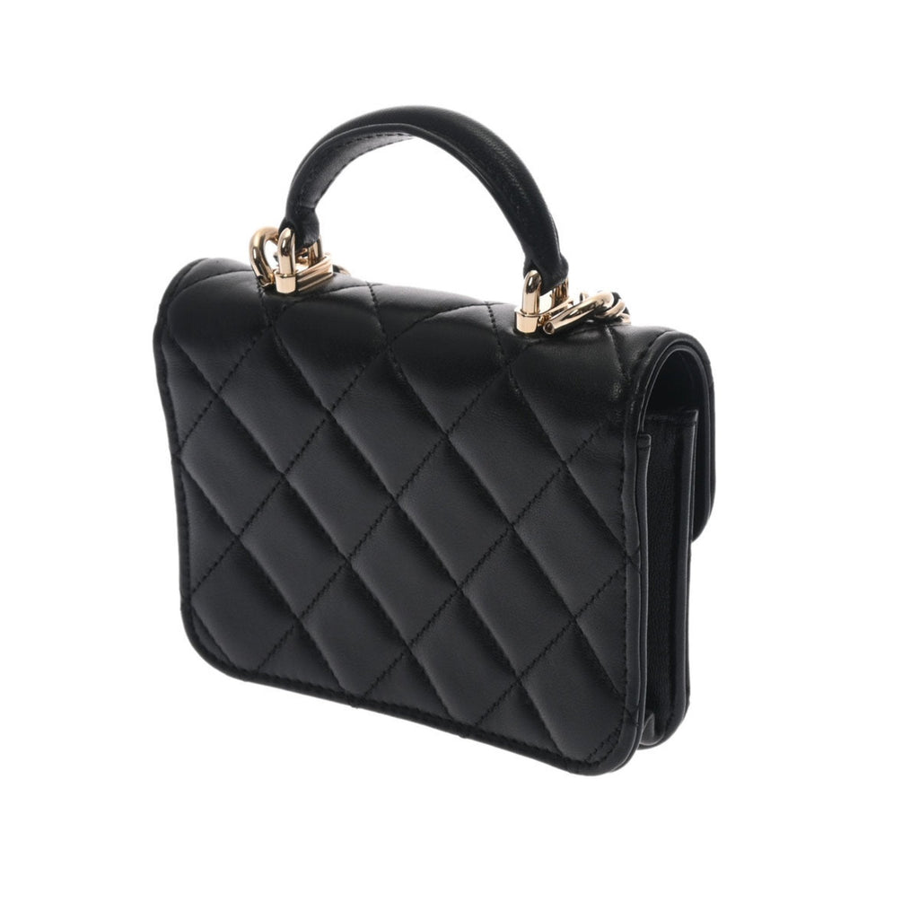 CHANEL matelasse chain shoulder black ladies lambskin bag