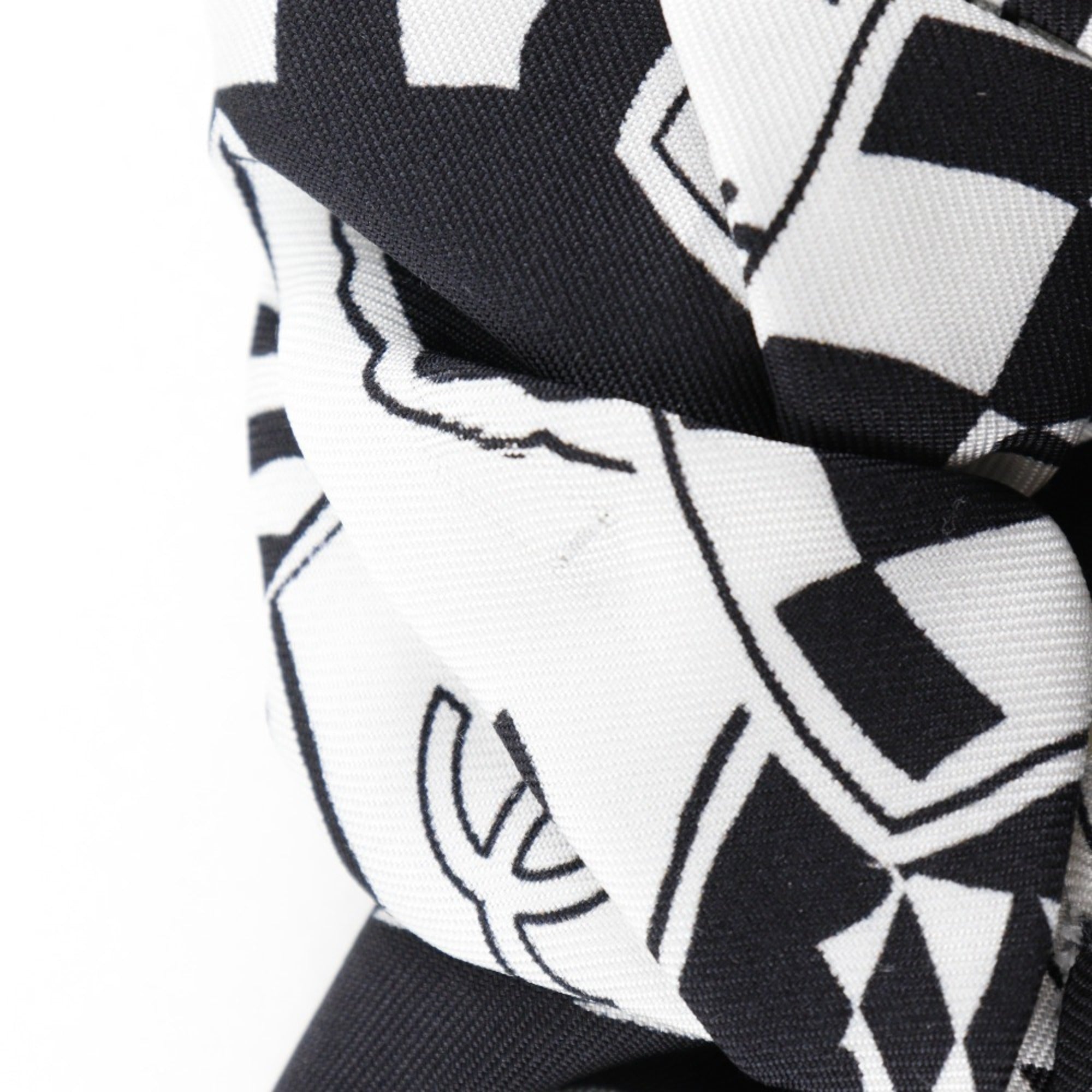 CHANEL Ribbon Scrunchie Other Accessories Coco Mark Logo Silk Black/White Women's