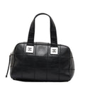 CHANEL Chocolate Bar Handbag Boston Bag Black Caviar Skin Ladies