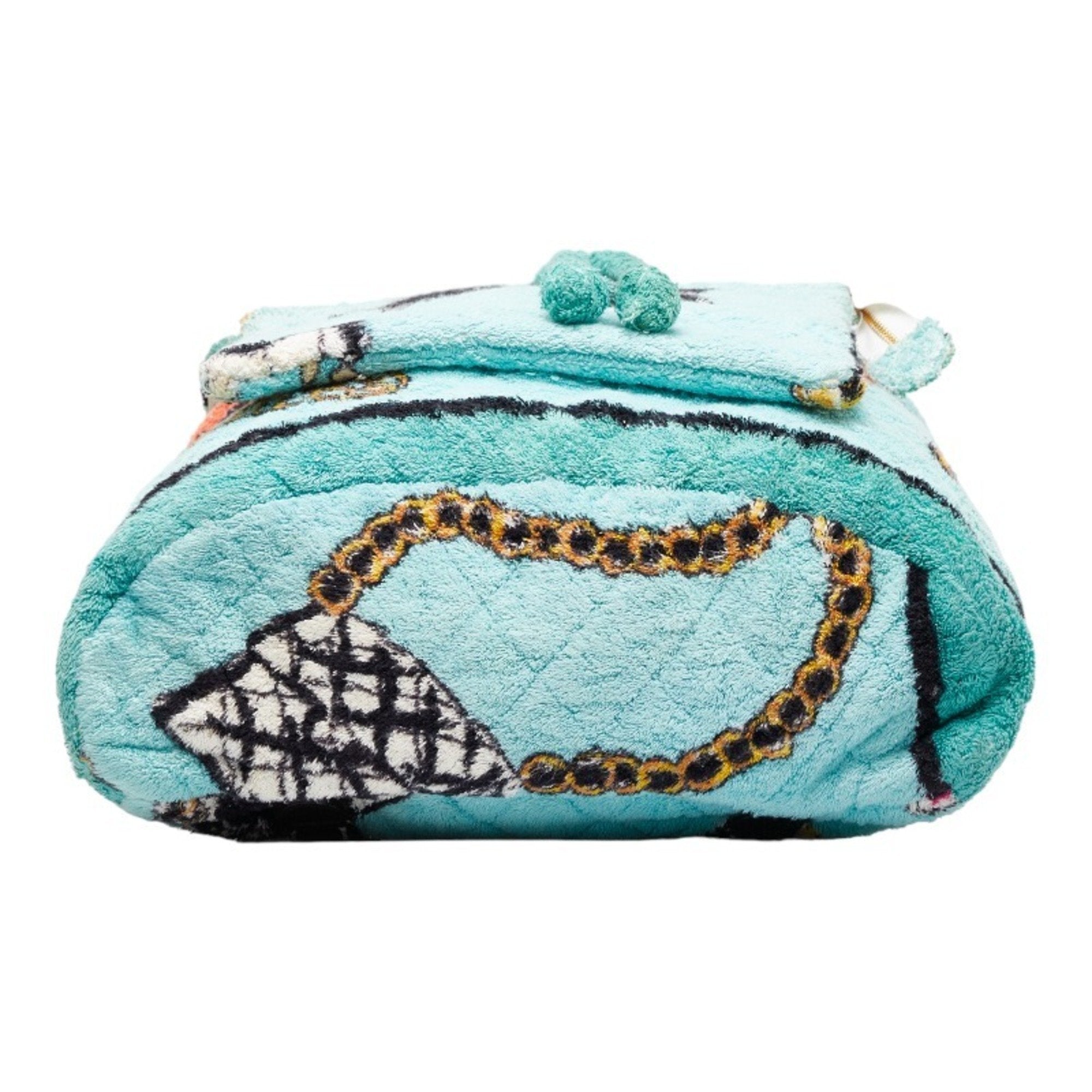 CHANEL pile rucksack backpack green multicolor cotton ladies