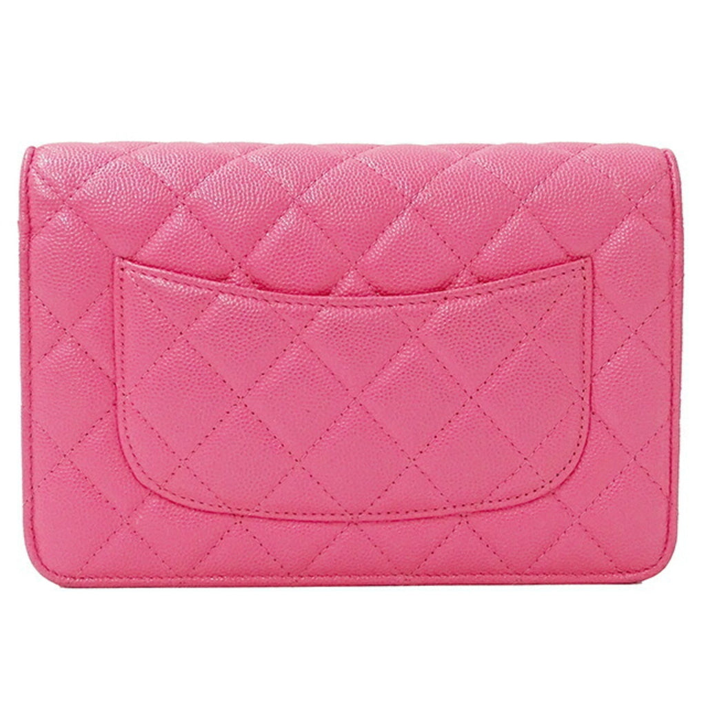 CHANEL Bag Matelasse Women's Shoulder Caviar Skin Chain Pink