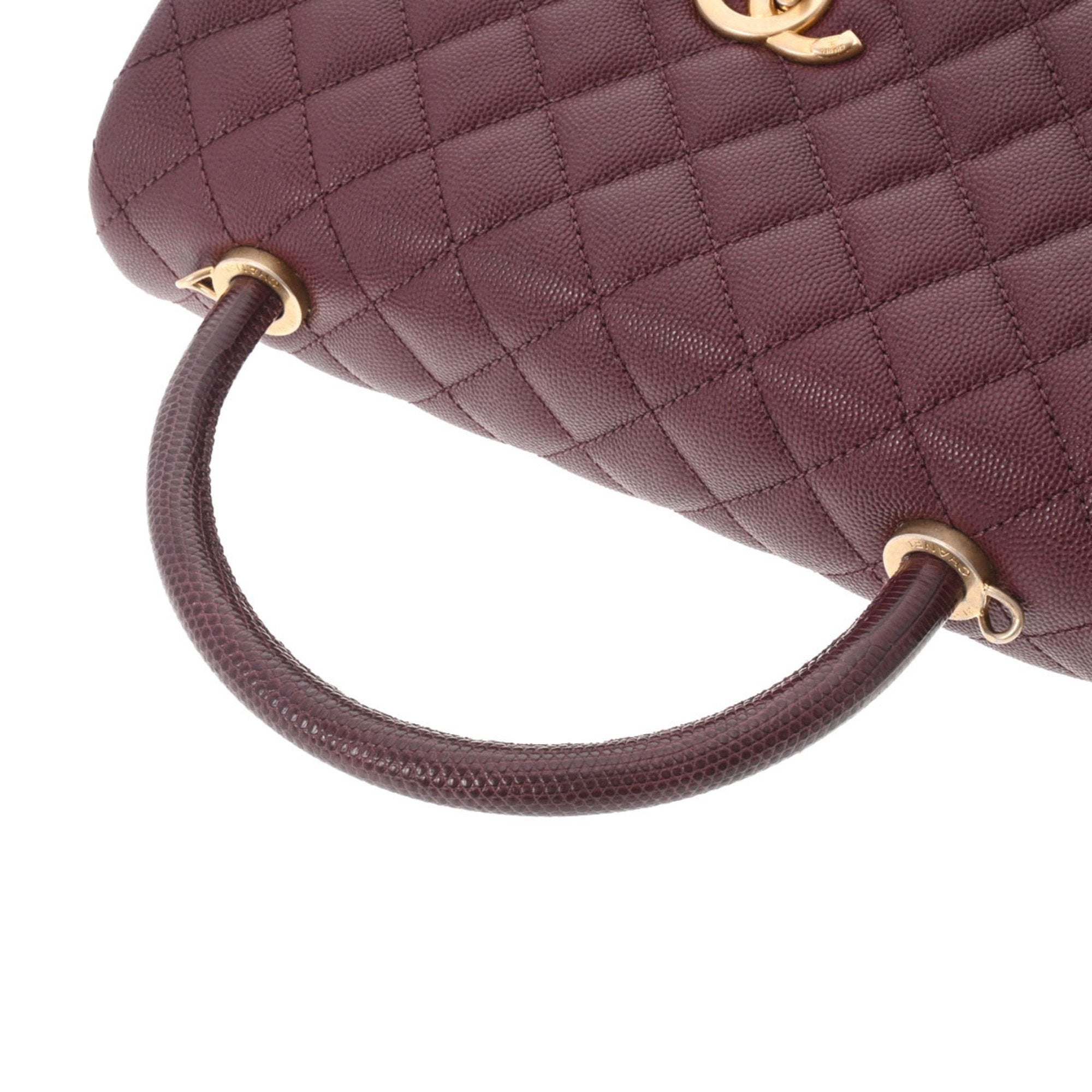 CHANEL Matelasse Coco Handle 28 Bordeaux A92991 Ladies Caviar Skin Bag