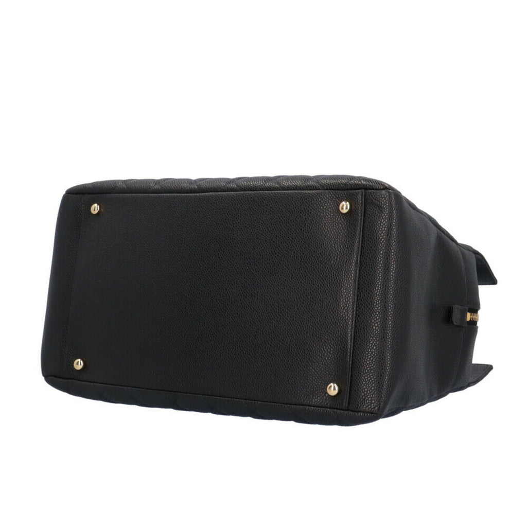 CHANEL chain matelasse shoulder bag caviar skin black ladies