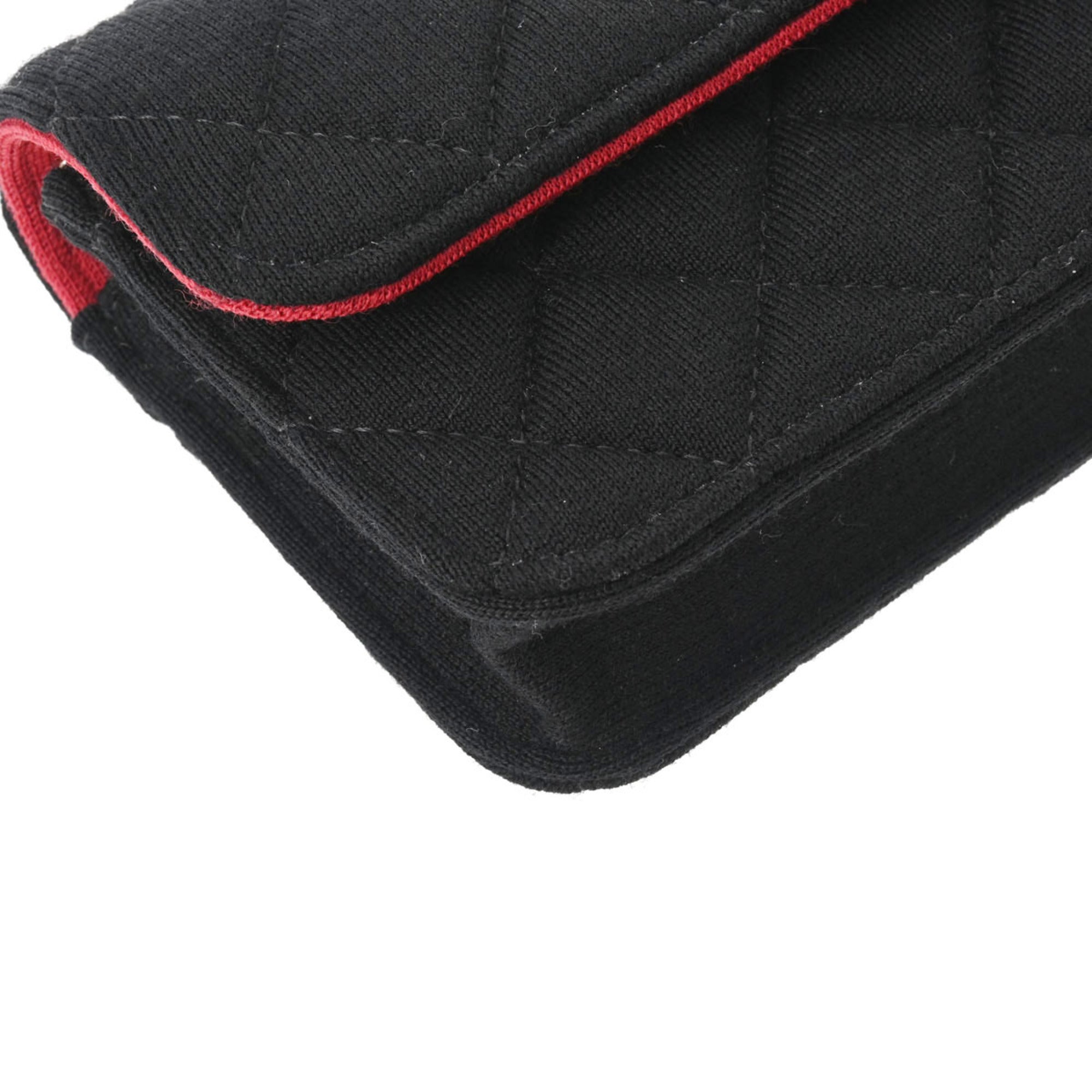 CHANEL Matelasse Chain Pouch Black Women's Jersey