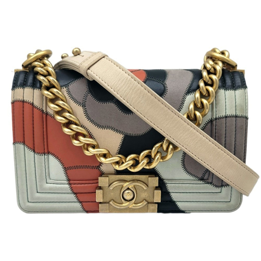 CHANEL boy shoulder bag 2WAY camellia navy multicolor G metal fittings No. 24 compact women's men's unisex