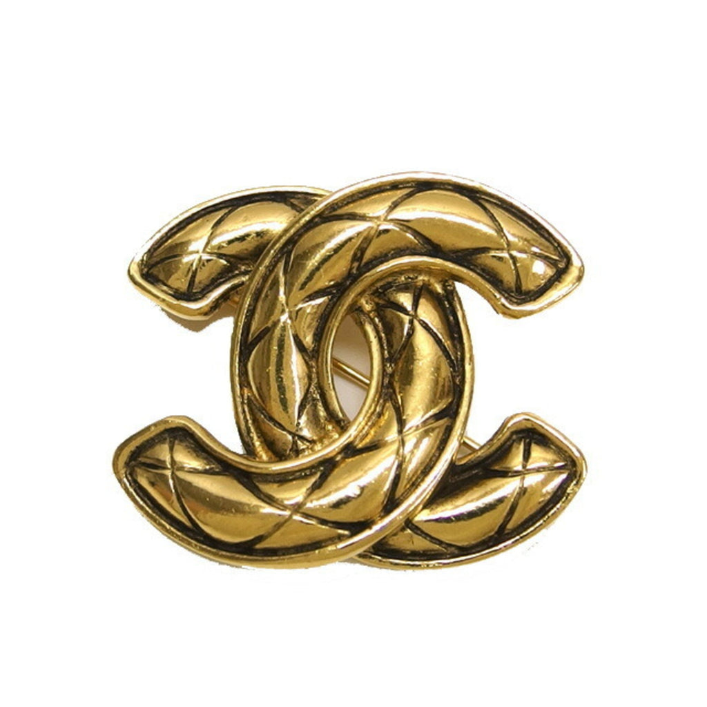 CHANEL Cocomark Matelasse Brooch Gold