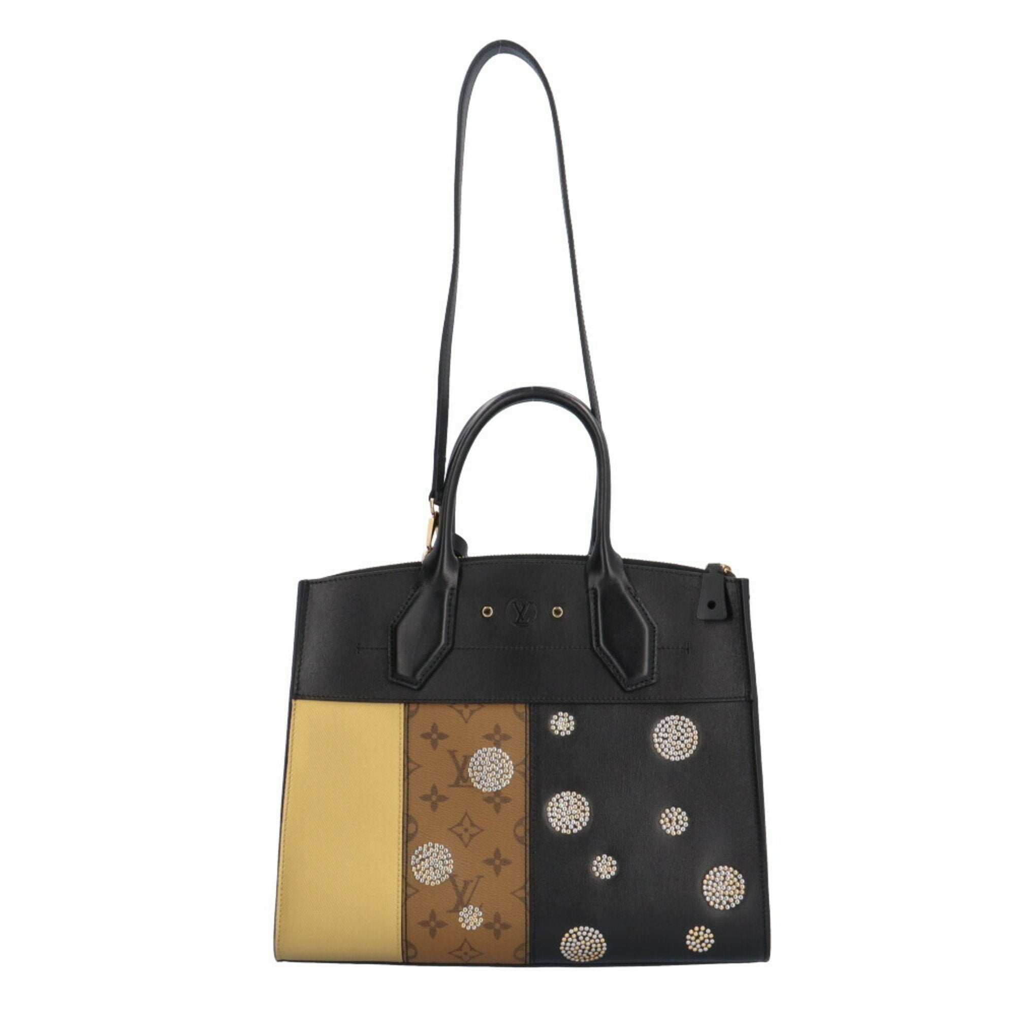 LOUIS VUITTON City Steamer MM Monogram Reverse Shoulder Bag Calf M43406 Black Women's