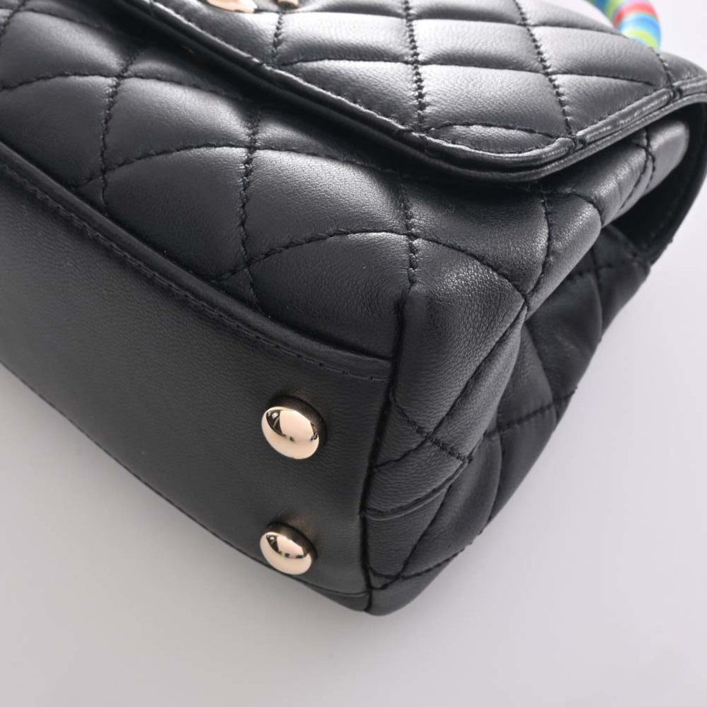 CHANEL Leather Matelasse Coco Mark Chain Shoulder Bag Black/Multicolor Women's