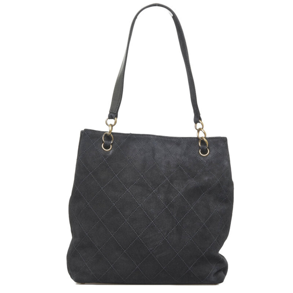 CHANEL coco mark handbag tote bag black leather ladies
