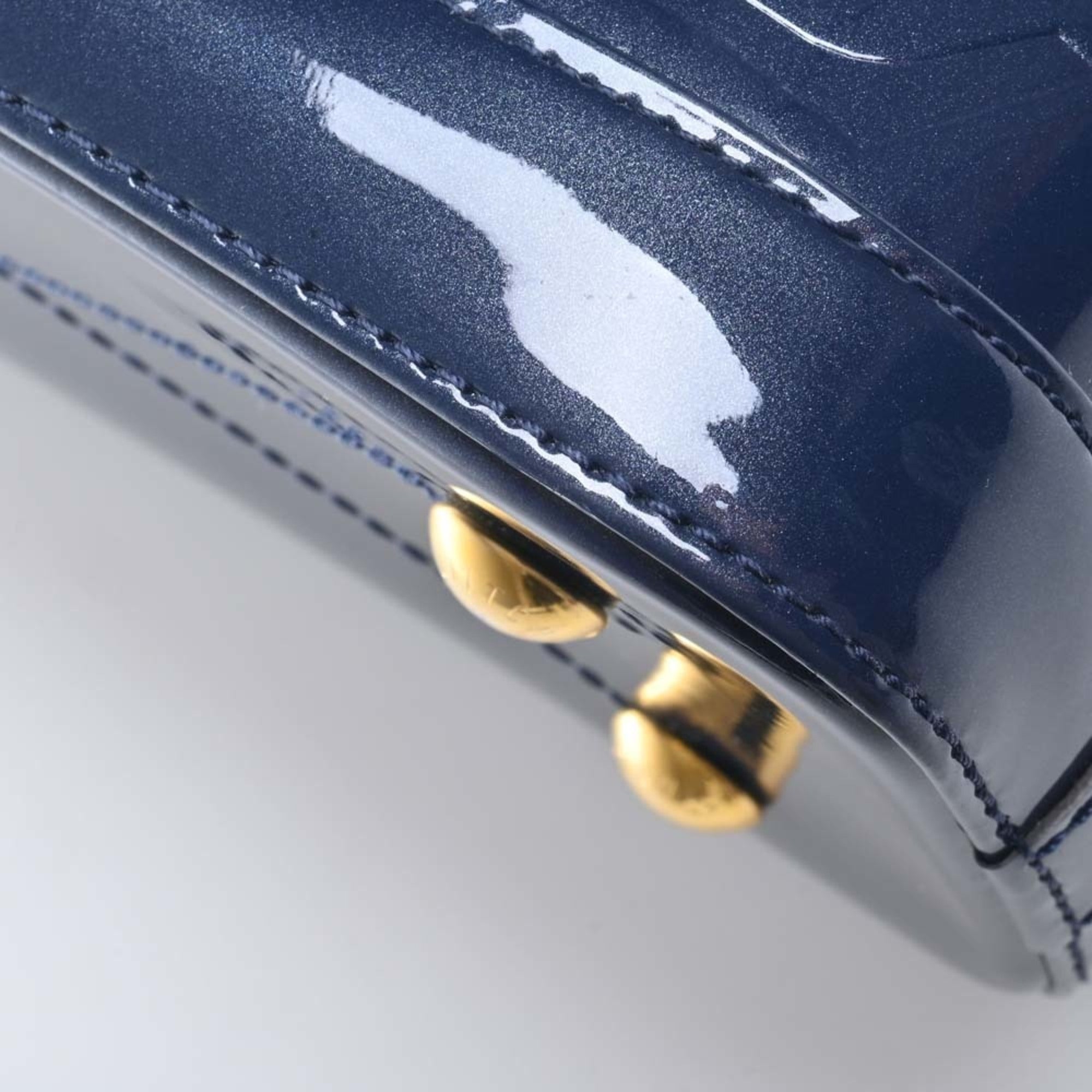 LOUIS VUITTON Vernis Miroir Alma BB 2WAY Handbag M54705 Navy/Brown Ladies