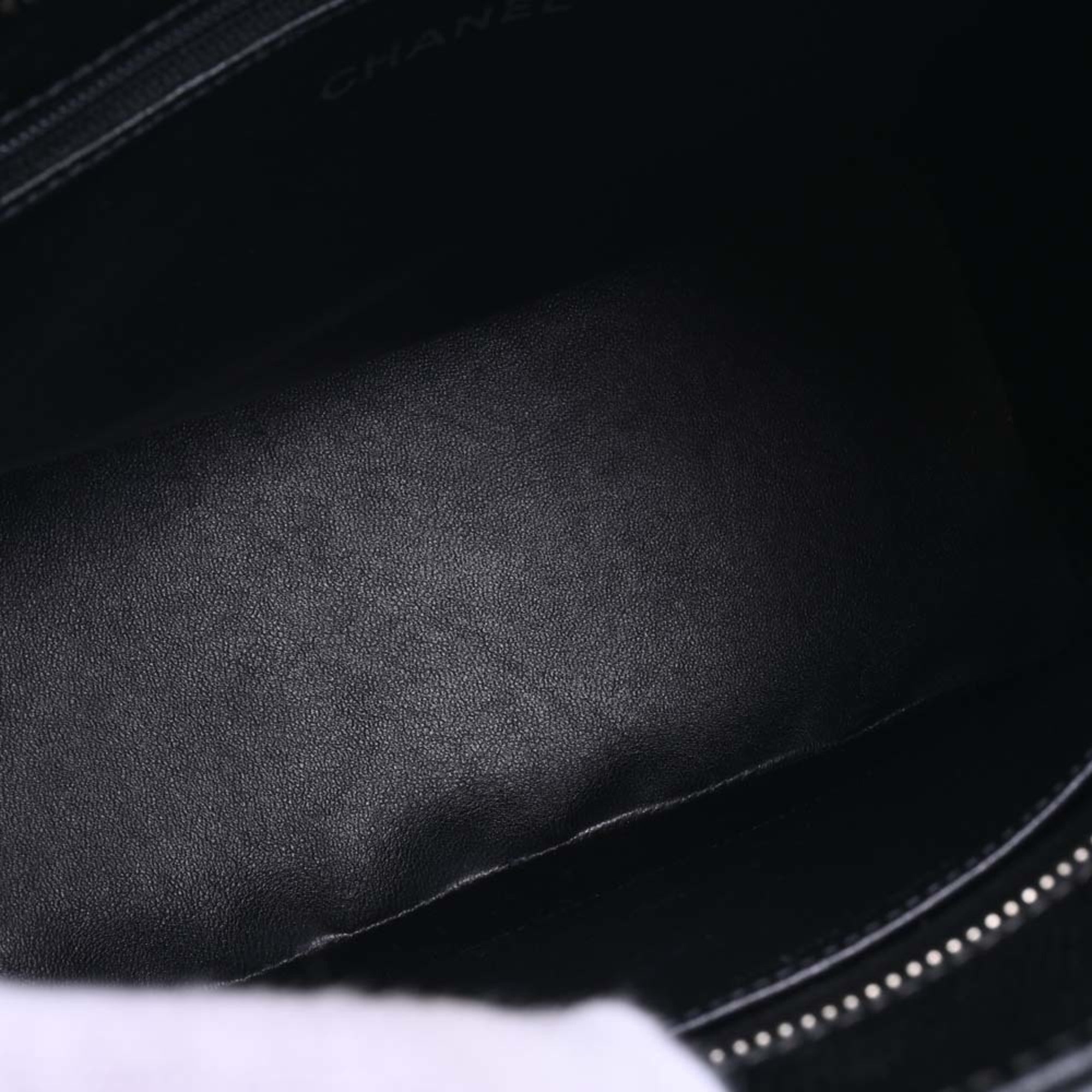 CHANEL Caviar Skin Coco Mark Reprint Tote Bag Black Ladies