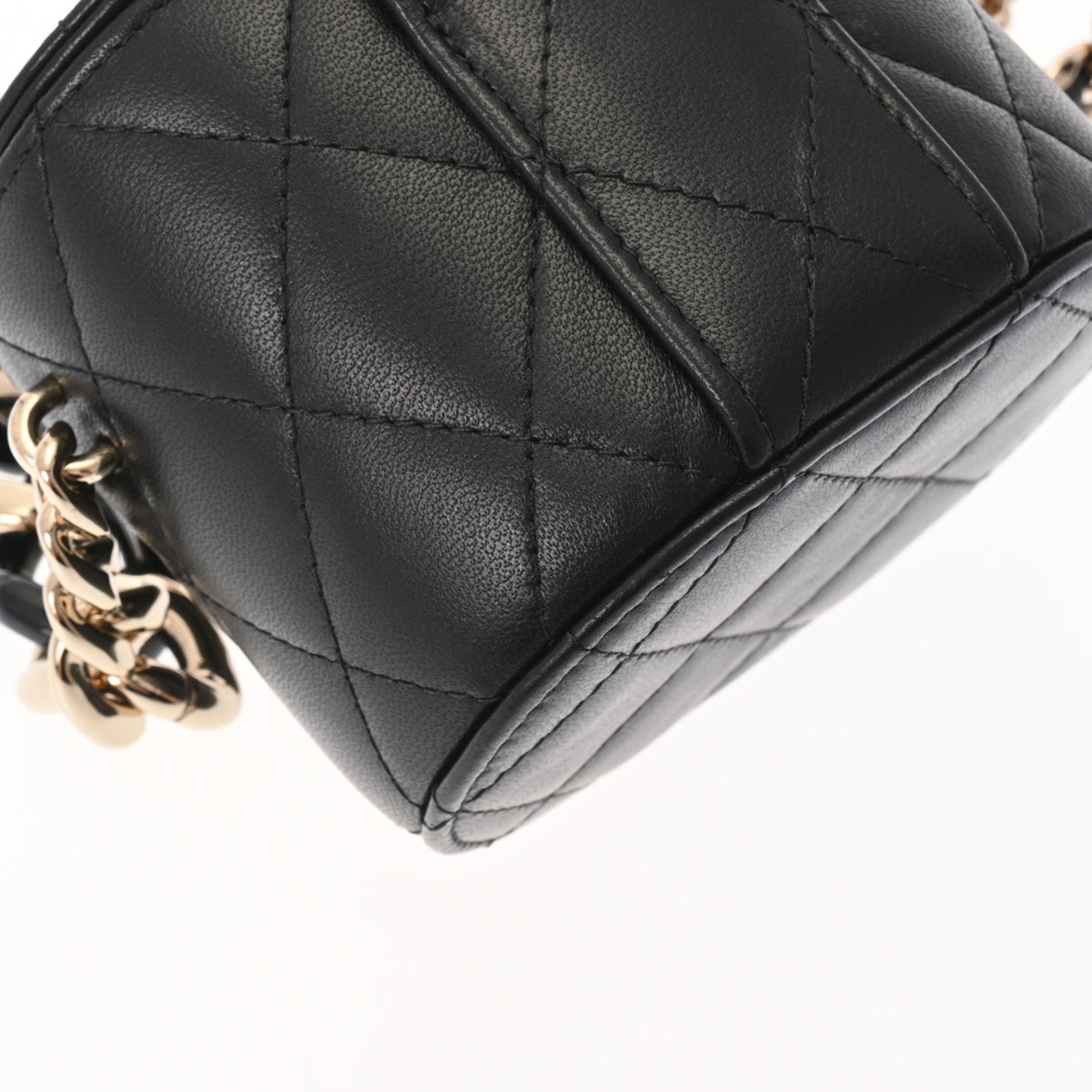 CHANEL Matelasse Vanity Chain Shoulder Black Women's Lambskin Bag
