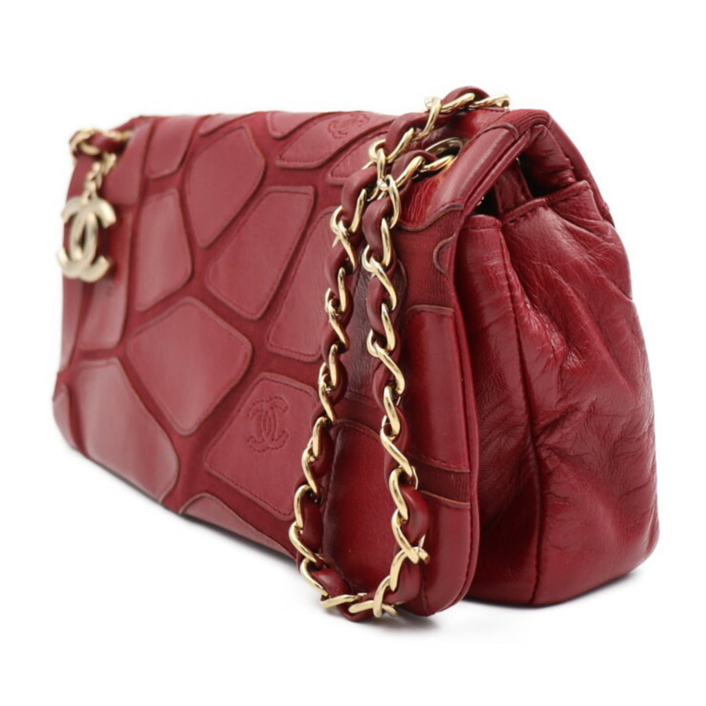 CHANEL shoulder bag leather canvas Bordeaux system here mark 2WAY handbag gold metal fittings chain 12 series